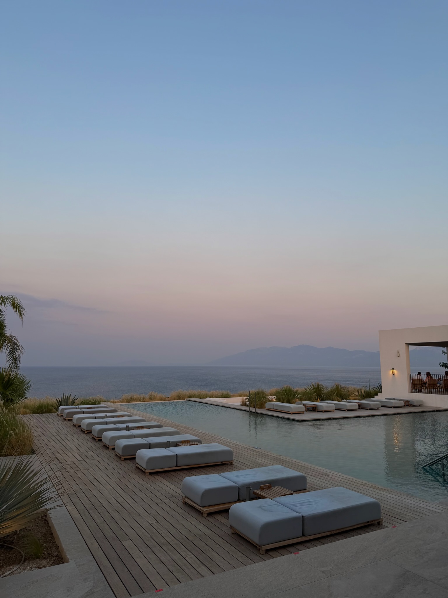 Koia infinity pool at sunset