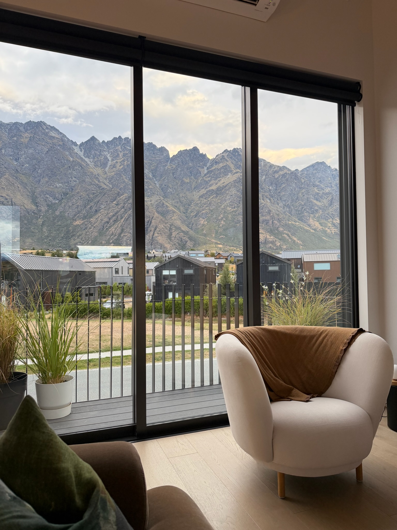Mountain view from an Airbnb in New Zealand