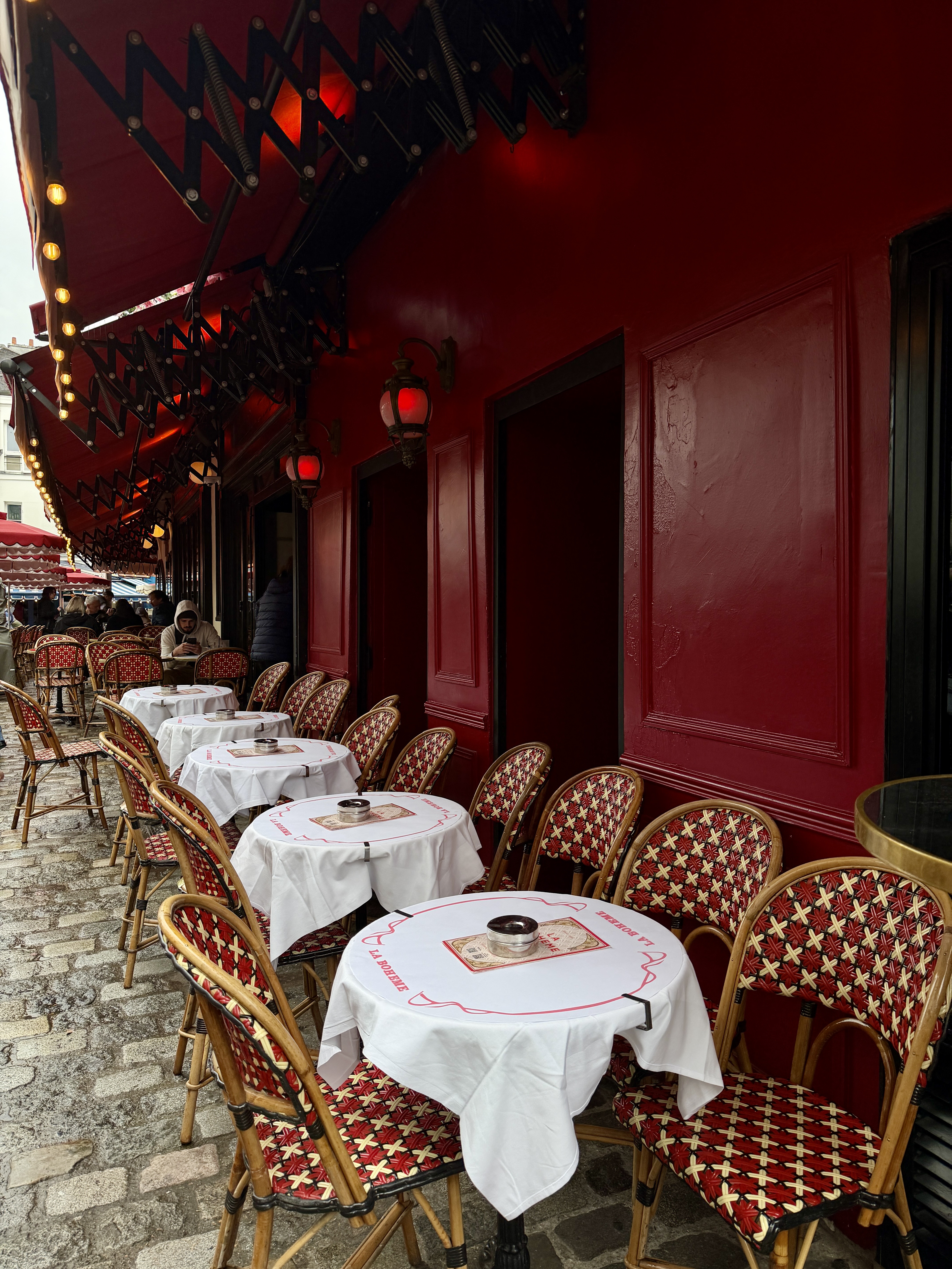 Red Parisian café terrace